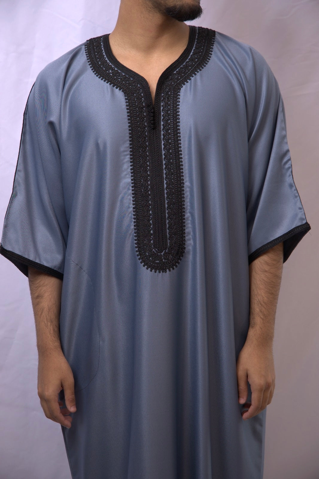 Grey & Black Moroccan Thobe