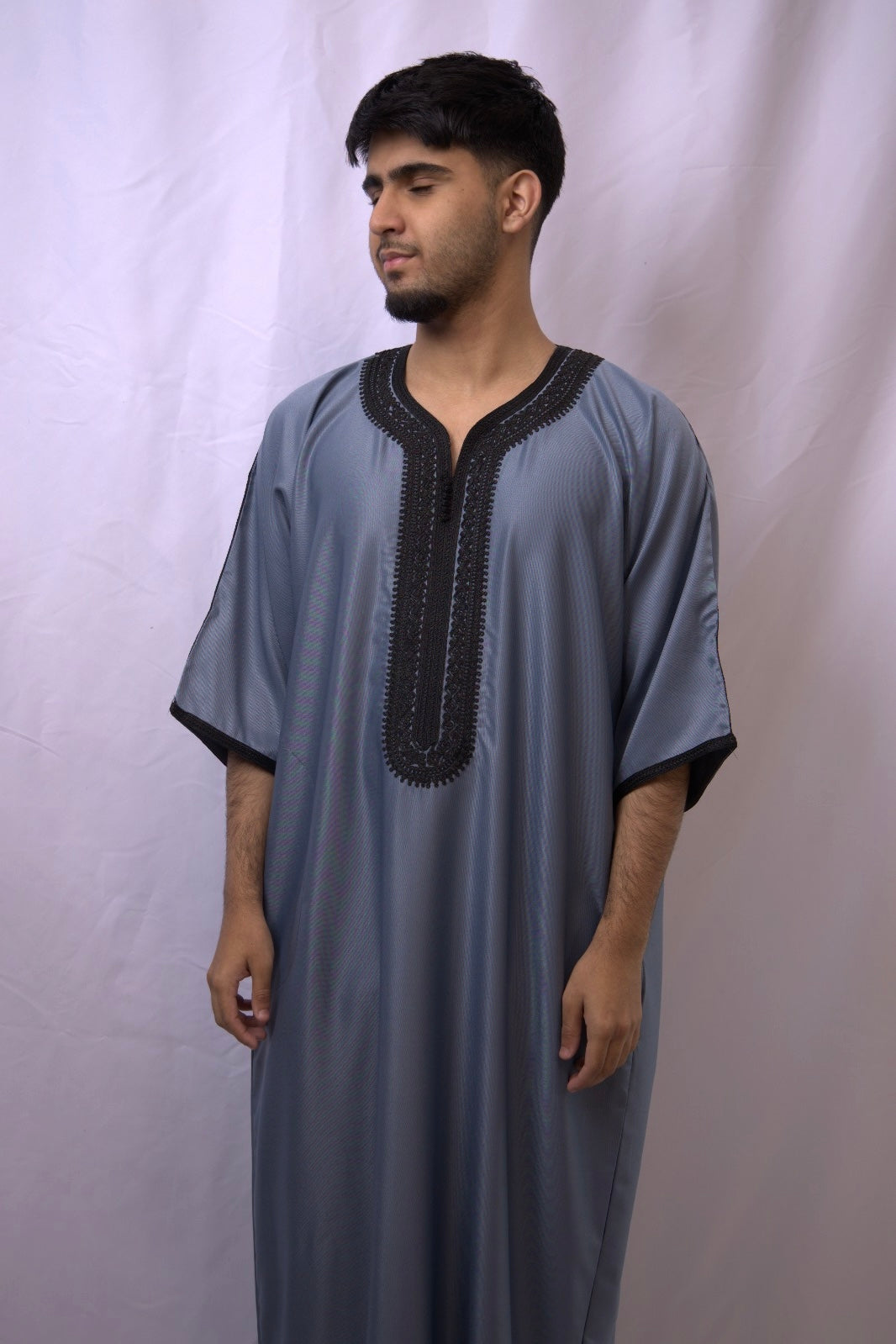 Grey & Black Moroccan Thobe