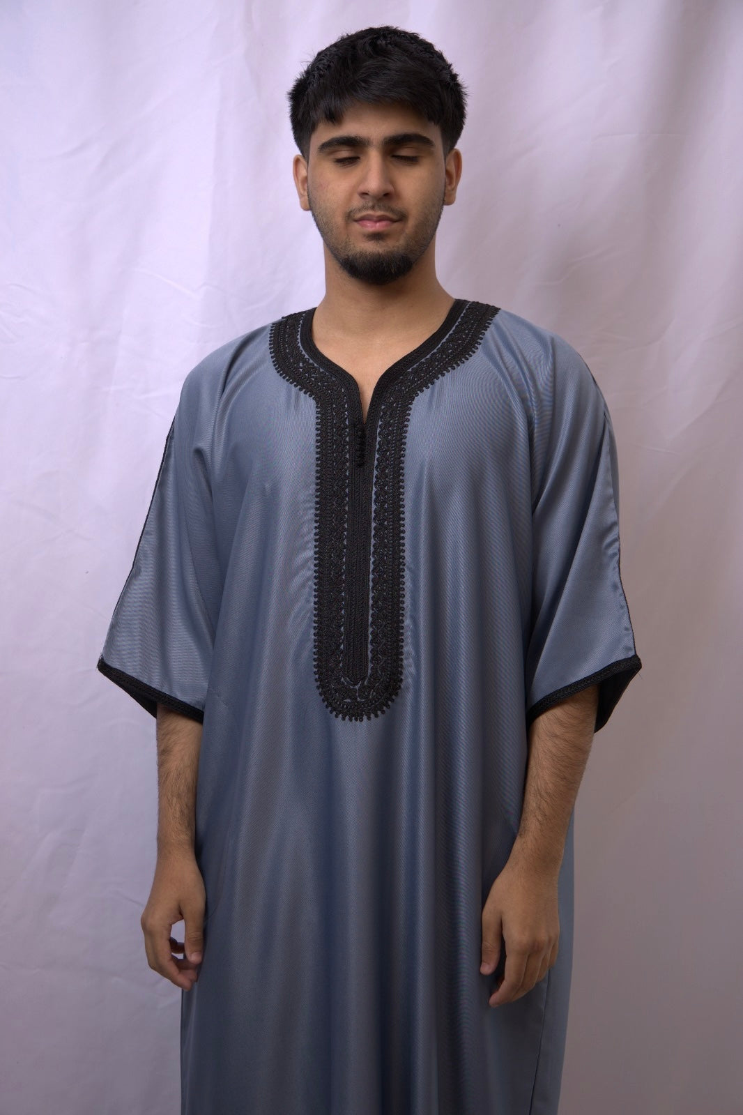 Grey & Black Moroccan Thobe